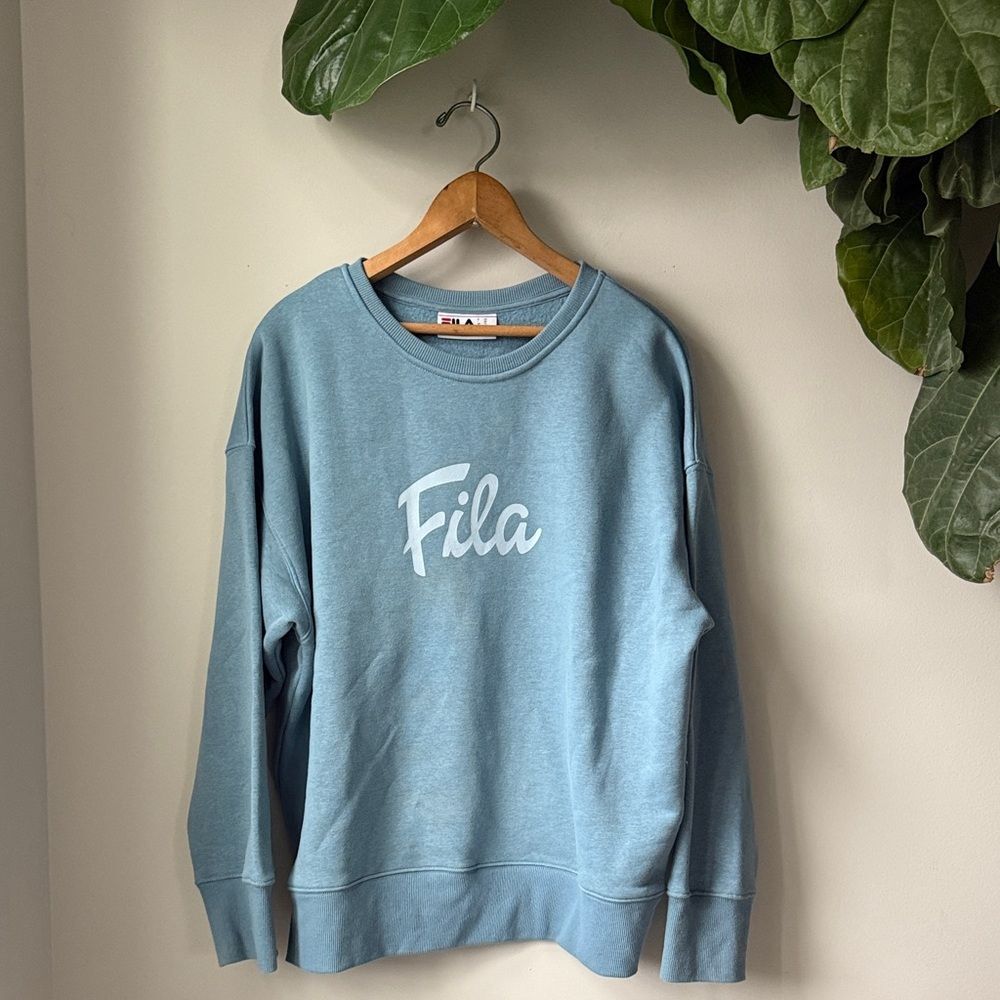 FILA Springlake Blue Logo Crewneck Pullover Sweatershirt